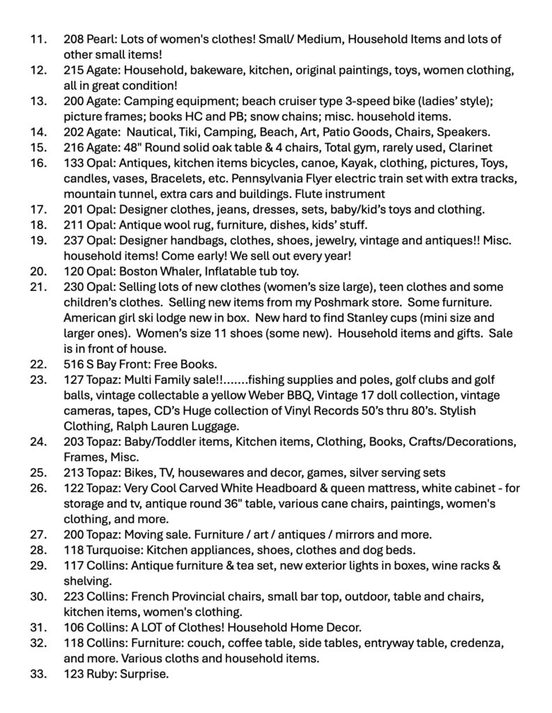 View the 2026 Balboa Island Garage Sale Map of Sellers