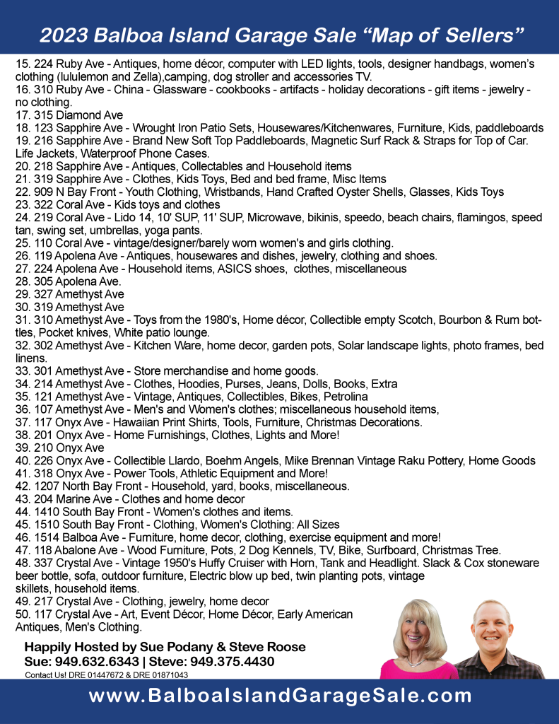 Garage Sale Balboa Island