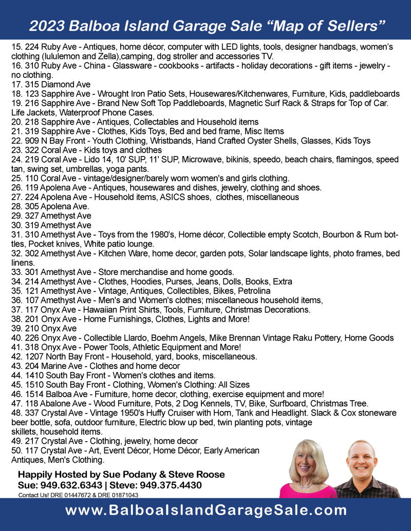 Garage Sale Balboa Island